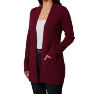 Theory Women's XS Burgundy Cardigan 100% Cashmere Long Sleeve Pockets Sweater